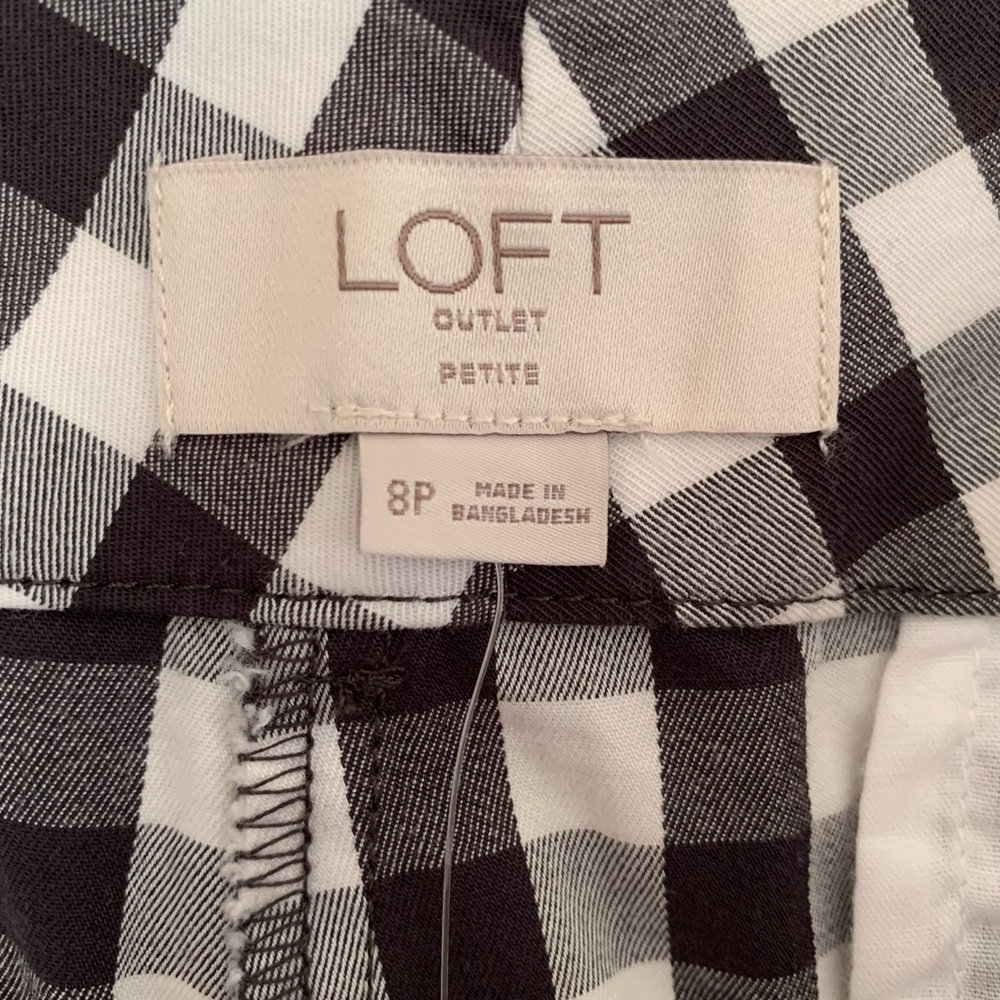 Loft Black & White Gingham Skinny Ankle Pants (Crop Cottage Pixie Plaid Retro) - Picture 8 of 8